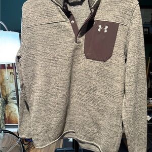 LG Men's Gray and Brown Pullover Sweatshirt